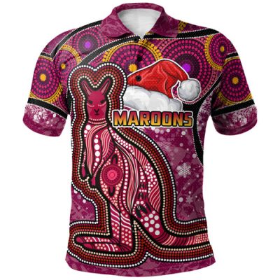 Maroons Rugby Polo Shirt - Custom Maroons Kangaroo Polo Shirt