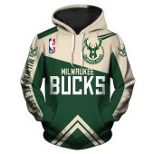 NBA Milwaukee Bucks Green Cream Pullover Hoodie