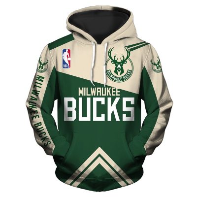 NBA Milwaukee Bucks Green Cream Pullover Hoodie
