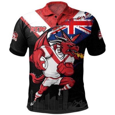 St. George Illawarra Dragons Polo Shirt Custom For Die Hard Fan Australia Flag Scratch Style