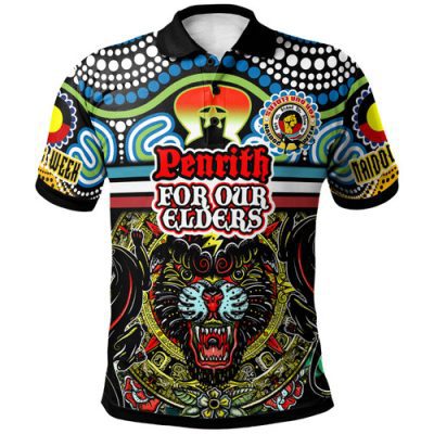 Penrith Panthers Naidoc Polo Shirt - Custom Penrith Panthers Naidoc Week For Our Elders Vintage Style Polo Shirt