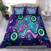 Australia Indigenous Bedding Set - Aboriginal Inspired style of background with lizard