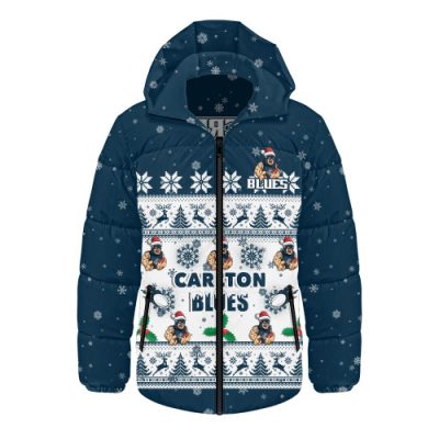 Carlton Hooded Padded Jacket Special Ugly Christmas Holiday Footy Fans