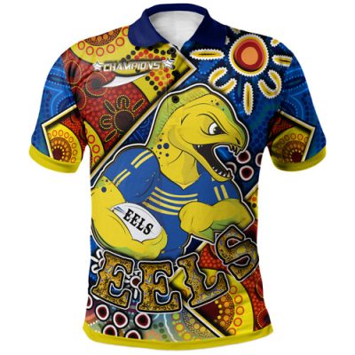 Parramatta Eels Polo Shirt - Custom Electric Parramatta Eels with Aboriginal Inspired Dot Painting Player And Number Polo Shirt