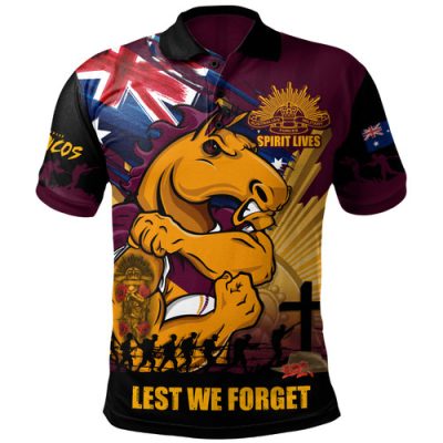 Brisbane Broncos Polo Shirt Fearless ANZAC Defender