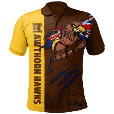 Hawthorn Polo Shirt Burning Passion Of Power Scratch Style
