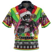 Penrith Panthers Christmas Custom Polo Shirt - Penrith Panthers Santa Aussie Big Things Christmas Polo Shirt