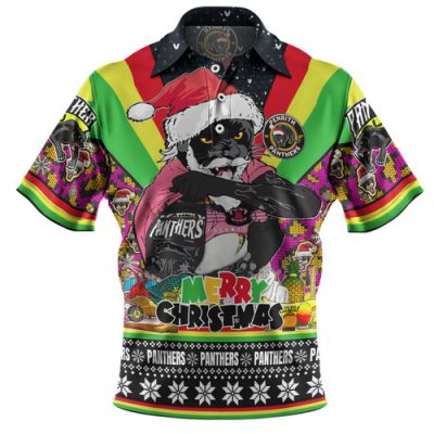 Penrith Panthers Christmas Custom Polo Shirt - Penrith Panthers Santa Aussie Big Things Christmas Polo Shirt