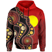 Australia Aboriginal Inspired Hoodie - Australia Indigenous Flag Circle Dot Painting Art (Blue)