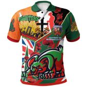 South Sydney Rabbitohs Polo Shirt - Custom Remembrance South Sydney Rabbitohs Quote With Poppy And Rosemary Polo Shirt