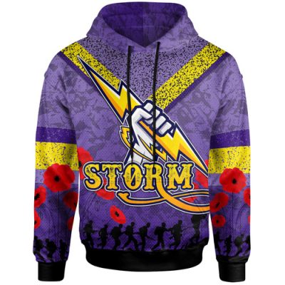 Melbourne Storm Hoodie - Custom Anzac Day Melbourne Storm Hoodie