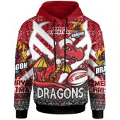 St. George Illawarra Dragons Christmas Hoodie - Custom Dragon Merry Christmas With Snowflake Pattern Hoodie