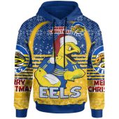 Parramatta Eels Christmas Hoodie - Custom Parramatta Eels Merry Christmas With Snowflake Pattern Hoodie