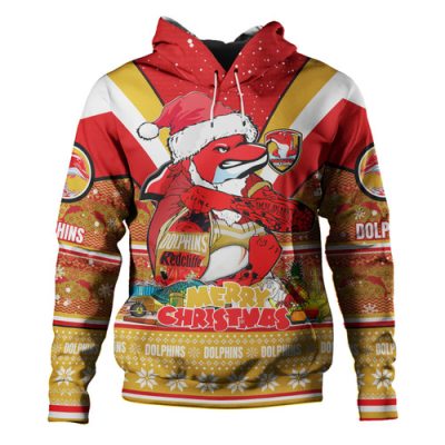 Redcliffe Dolphins Christmas Custom Hoodie - Redcliffe Dolphins Santa Aussie Big Things Hoodie