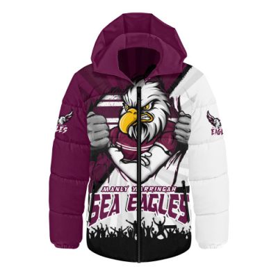 Manly Warringah Sea Eagles Hooded Padded Jacket Fearless Soul Series
