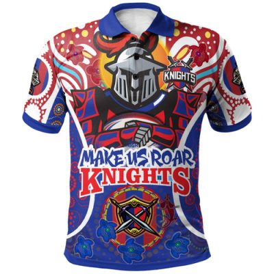 Newcastle Knights Custom Indigenous Polo Shirt - Newcastle Knights Team Still Uknighted Make Us Roar Personalised Polo Shirt