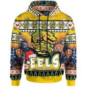 Parramatta Eels Christmas Hoodie - Custom Parramatta Eels Aboriginal Inspired and Poinsettia Xmas Hoodie