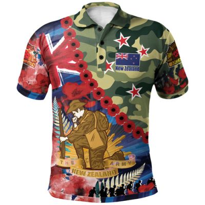 New Zealand Warriors Anzac Camouflage Curve Polo Shirt - Remembrance Anzac Day and the Dawn Service Polo Shirt