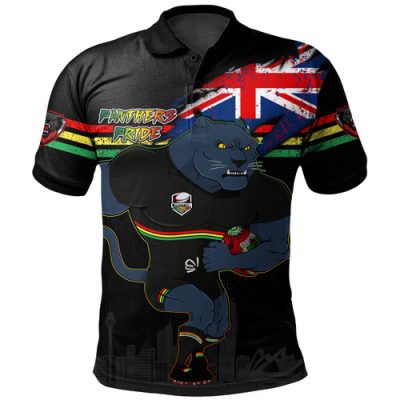 Penrith Panthers Polo Shirt Custom For Die Hard Fan Australia Flag Scratch Style