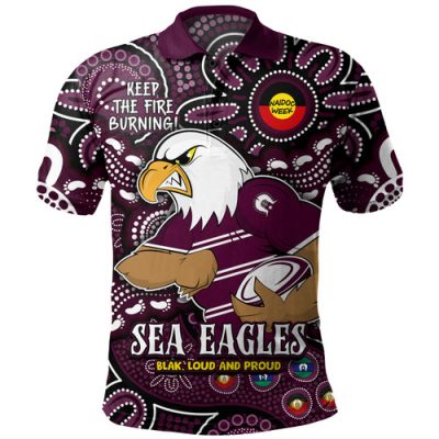 Manly Warringah Sea Eagles Polo Shirt Custom Naidoc Week 2024 Aboriginal Pattern And Torres Strait Islander Inspired