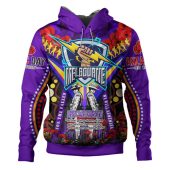 Melbourne Storm Anzac Watercolour Custom Hoodie - Remembrance Melbourne Storm Anzac Day With Poppy Flower Hoodie