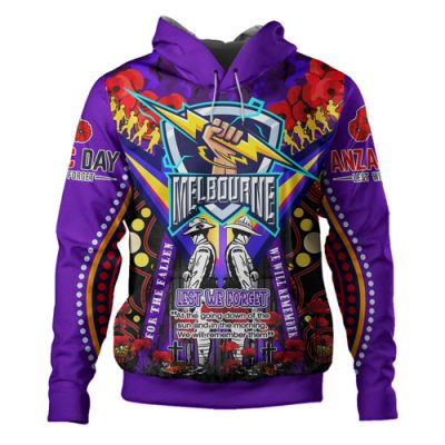 Melbourne Storm Anzac Watercolour Custom Hoodie - Remembrance Melbourne Storm Anzac Day With Poppy Flower Hoodie