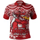 St. George Illawarra Dragons Polo Shirt Aboriginal Inspired Tough Fan Rugby For Life Ver 2.0