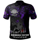 Australia Polo Shirt Anzac Day Purple Poppy Tribute Remembered Together