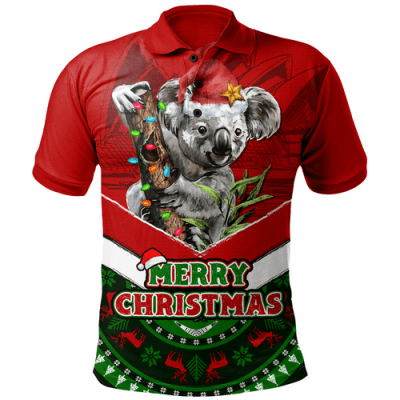 Australia Polo Shirt Holiday Koala Merry Christmas