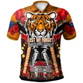 Wests Tigers Anzac Custom Polo Shirt - Remembrance Wests Tigers Anzac Day With Poppy Flower