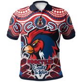 Sydney Roosters Custom Polo Shirt - Indigenous Sydney "Easts to Win" Aboriginal Inspired Patterns Polo Shirt