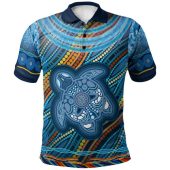 Australia Polo Shirt - Aboriginal Art Green Turtle Inspired