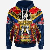 Otago Highlanders Anzac Watercolour Hoodie - Remembrance Highlanders With New Zealand Flag And Poppy Flower