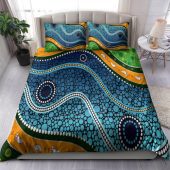 Australia Indigenous Bedding Set - Aboriginal Inspired style of background depicting nature