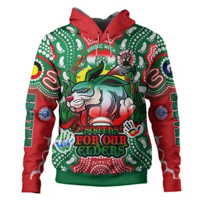 South Sydney Rabbitohs Hoodie - Custom Souths Super Bunny Naidoc Week For Our Elders Aboriginal Inspired Hoodie