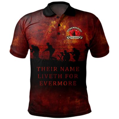 Australia Polo Shirt - Anzac Day Their Name Liveth For Evermore Dark Grunge Style
