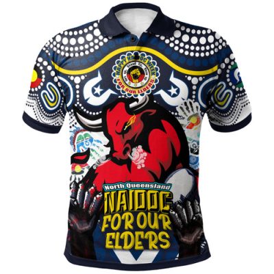 North Queensland Cowboys Naidoc Polo Shirt - Custom Cowboys Naidoc For Our Elders Aboriginal Inspired Polo Shirt
