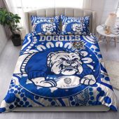 Canterbury-Bankstown Bulldogs Custom Bedding Set - Indigenous Doggies Blue and Whites Aboriginal Inspired