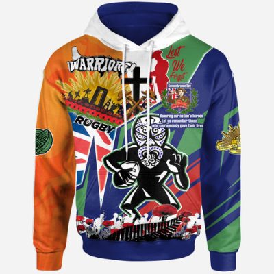 New Zealand Warriors Hoodie - Custom Remembrance New Zealand Warriors Anzac Quote With Poppy And Rosemary Hoodie