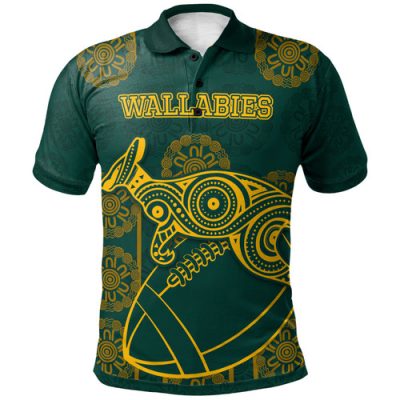 Australia Rugby Polo Shirt - Aboriginal Inspired Wallabies