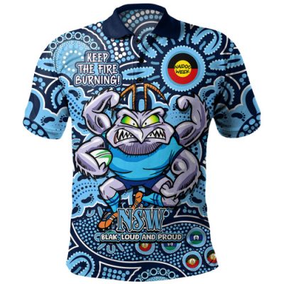 New South Wales Blues Polo Shirt Custom Naidoc Week 2024 Aboriginal Pattern And Torres Strait Islander Inspired