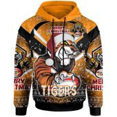 Wests Tigers Christmas Hoodie - Custom Wests Tigers Merry Christmas With Snowflake Pattern Hoodie