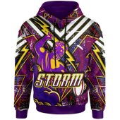 Melbourne Storm Hoodie - Custom Melbourne Storm And Thunder Style Of Dot Background Personalised Player And Number Hoodie