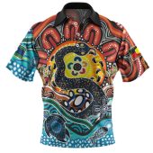 Australia Rainbow Serpent Aboriginal Polo Shirt - Dreamtime Rainbow Serpent Polo Shirt