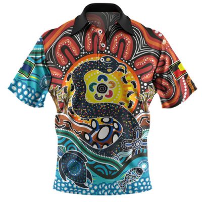 Australia Rainbow Serpent Aboriginal Polo Shirt - Dreamtime Rainbow Serpent Polo Shirt