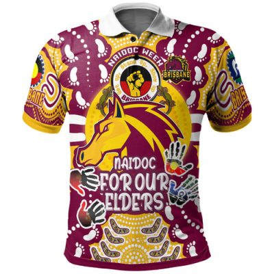 Brisbane Broncos Naidoc Week Polo Shirt - Custom Brisbane Broncos Naidoc Week For Our Elders Aboriginal Inspired