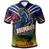 Brumbies Rugby Polo Shirt- Anzac Day "Lest We Forget" Brumbies Aboriginal Inspired Pattern With Horse Polo Shirt
