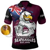 Manly Warringah Sea Eagles Polo Shirt Heart Of A Fighter Tough And Fearless