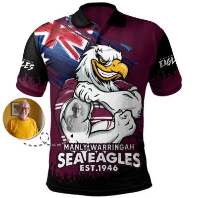 Manly Warringah Sea Eagles Polo Shirt Heart Of A Fighter Tough And Fearless