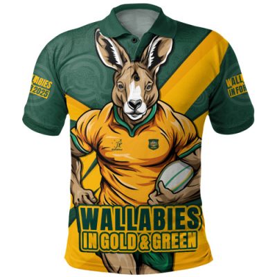 Aussie Wallabies Polo Shirt Aboriginal Strength Wear Wallabies Rugby Edition